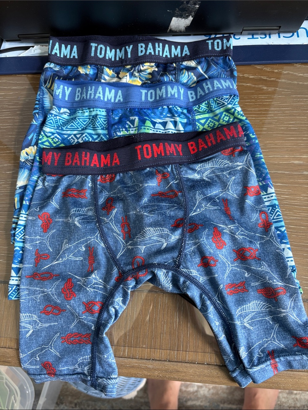 Tommy Bahama Boys Navy, Blue & Red Patterned Boxer Briefs - 3-Pack